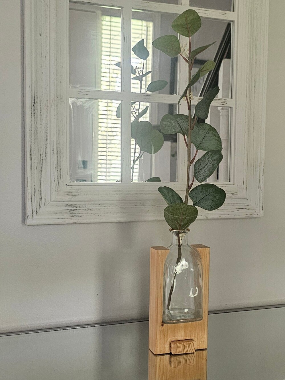 Handmade Rustic Wood Glass Vase Natural Home Decor
